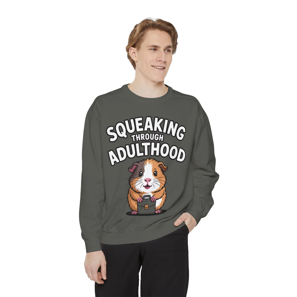 Guinea Pig Squeaking Through Adulthood Sweatshirt, Funny Guinea Pig Crewneck, Cute Adulting Sweatshirt, Guinea Pig Lover Gift