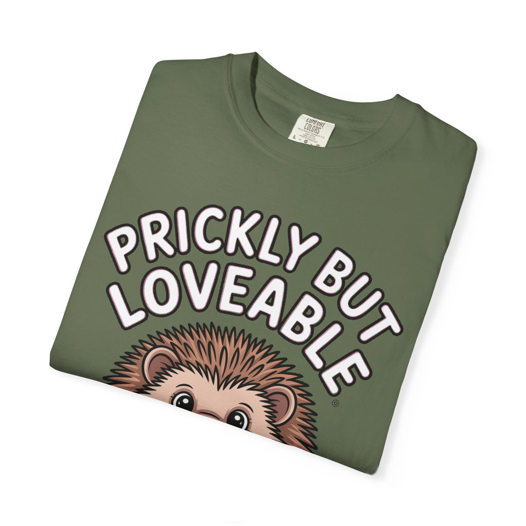 Prickly But Loveable Hedgehog Shirt, Cute Cartoon Hedgehog T-Shirt, Funny Animal Lover Gift, Flower Hedgehog Tee