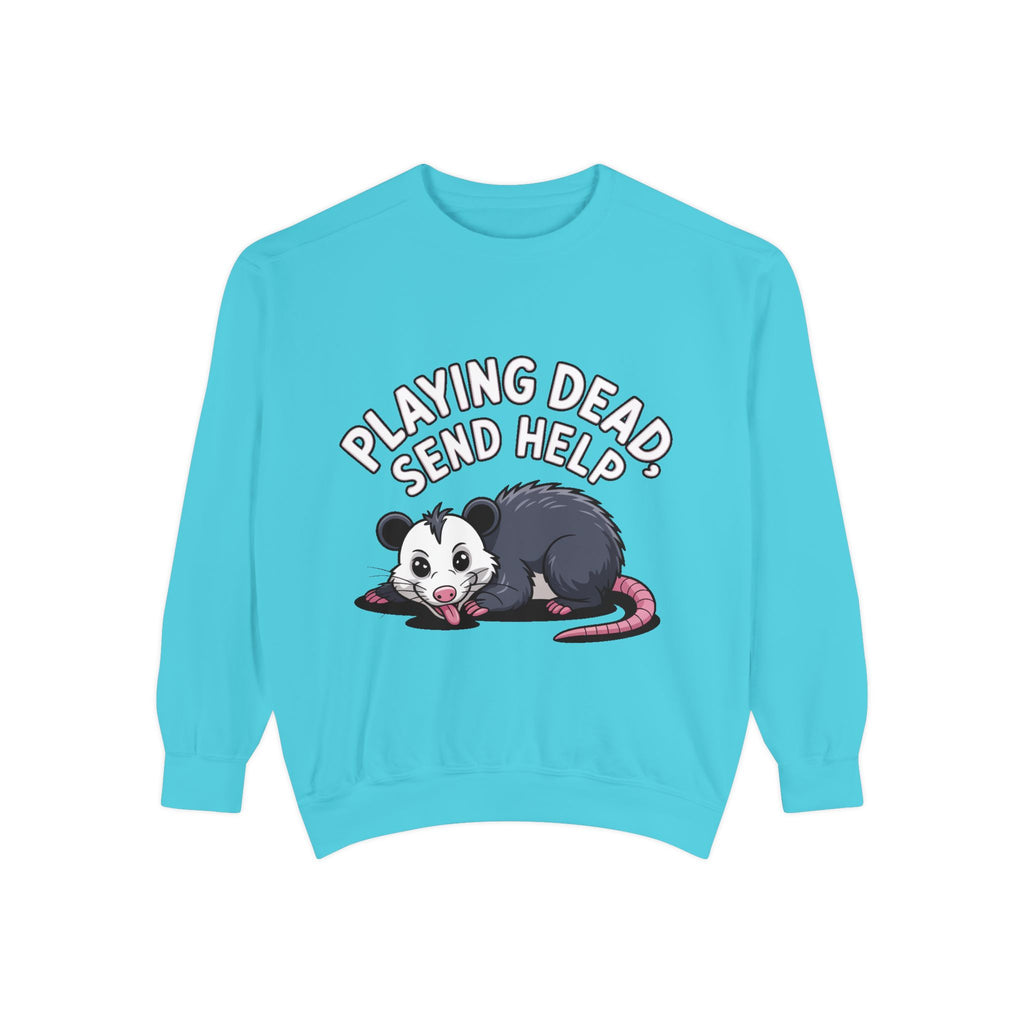 Funny Opossum Sweatshirt, Playing Dead Send Help Crewneck, Cute Possum Lover Gift, Funny Animal Sweatshirt for Introverts