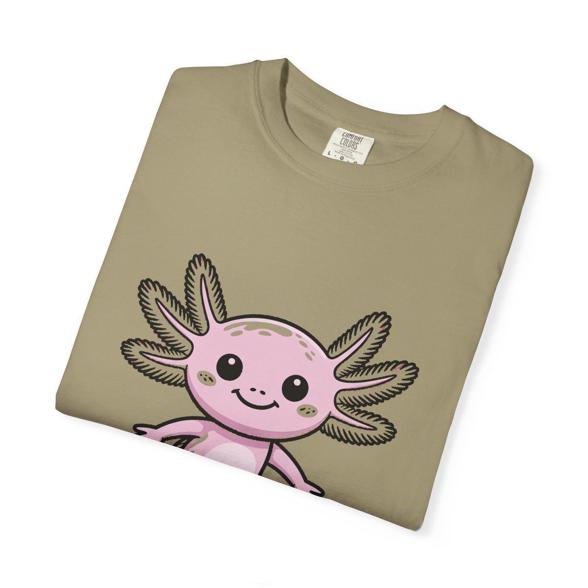 Cute Axolotl Shirt, Smiling Axolotl T-Shirt, Kawaii Axolotl Lover Gift, Garment Dyed Unisex Tee