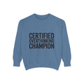 Certified Overthinking Champion Sweatshirt, Funny Embroidered Crewneck, Anxiety Humor Gift, Sarcastic Quote Pullover for Overthinkers