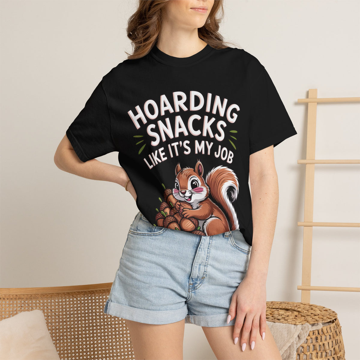 Funny Squirrel Shirt, Hoarding Snacks Like It's My Job T-Shirt, Cute Acorn Squirrel Gift, Snack Lover Tee