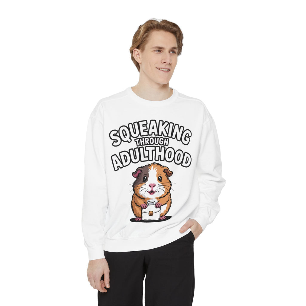 Guinea Pig Squeaking Through Adulthood Sweatshirt, Funny Guinea Pig Crewneck, Cute Adulting Sweatshirt, Guinea Pig Lover Gift