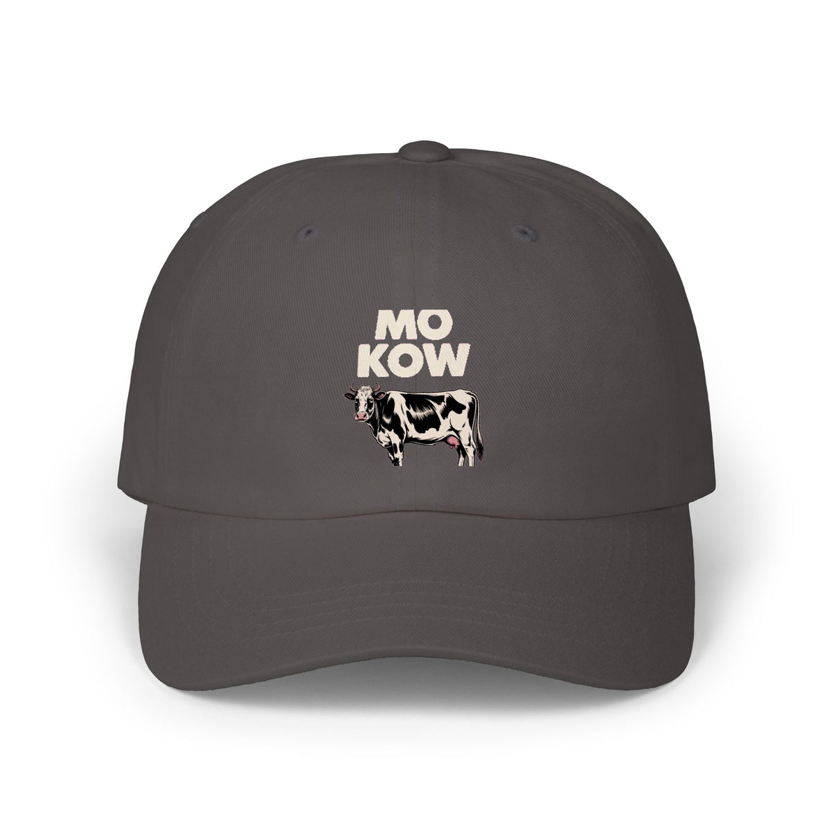 Mo Kow Funny Cow Dad Hat, Absurd Meme Embroidered Cap, Deadpan Farm Animal Hat, Funny Farmer Gift, Cow Lover Baseball Cap