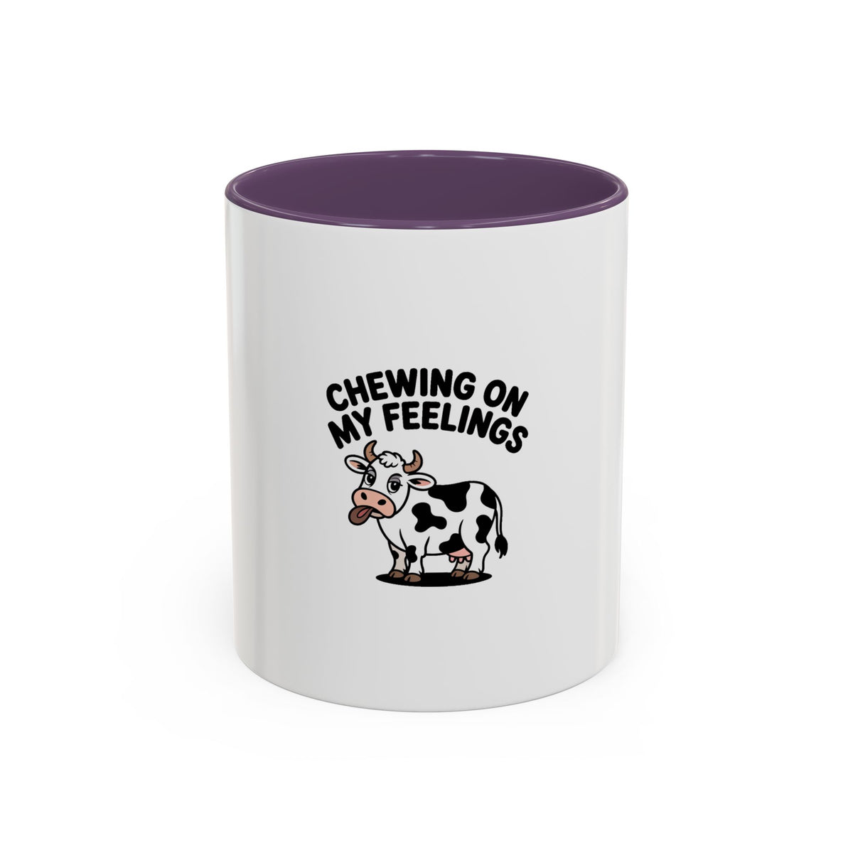 Chewing On My Feelings Mug, Funny Cow Coffee Mug, Cute Cartoon Cow Gift, Sarcastic Mental Health Mug, Introvert Coffee Cup