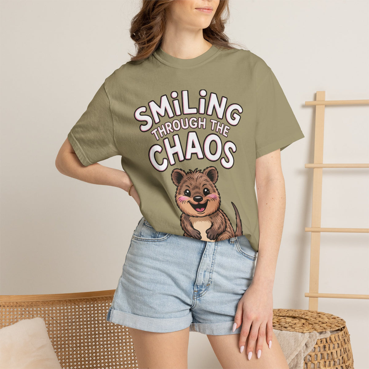 Smiling Through The Chaos Quokka Shirt, Funny Quokka T-Shirt, Cute Smiling Animal Tee, Positive Vibes Shirt, Quokka Lover Gift