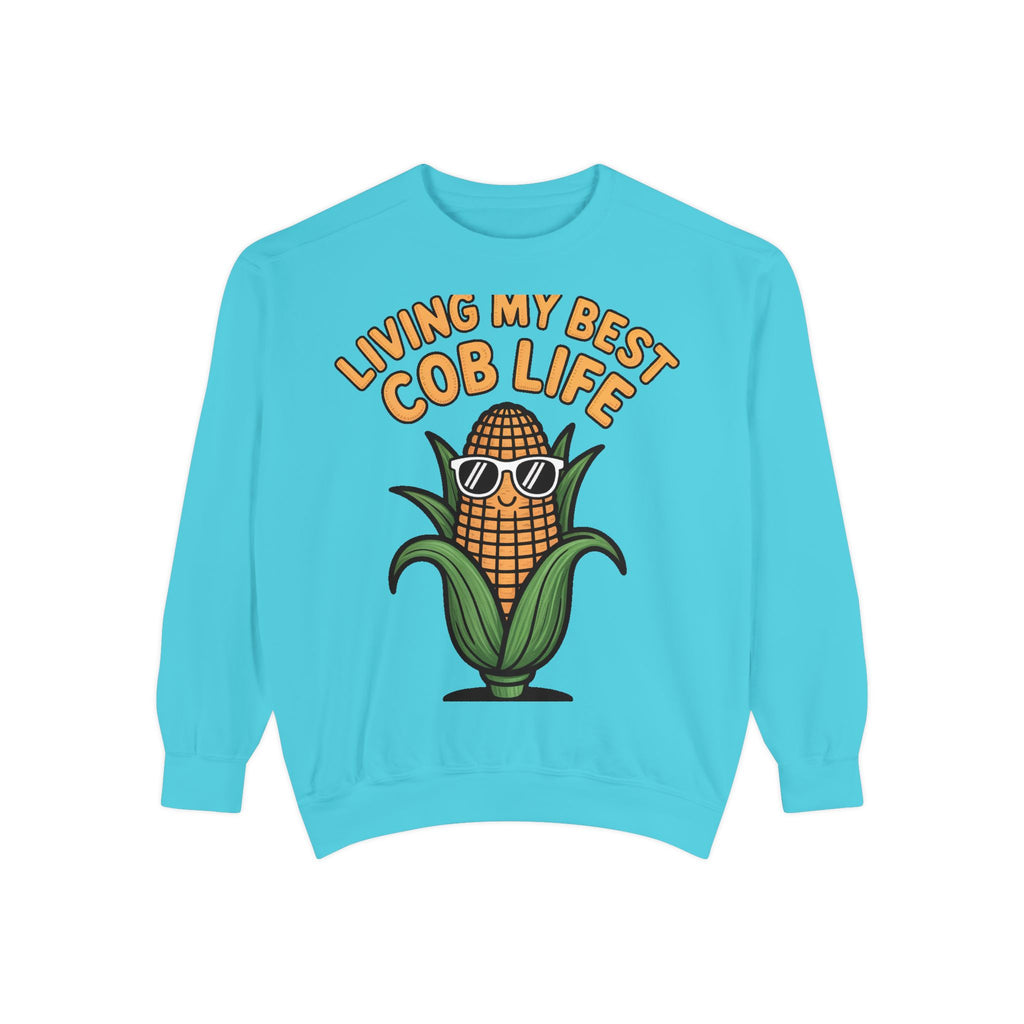 Best Cob Life Corn Sweatshirt, Funny Corn Sunglasses Crewneck, Cute Vegetable Pun Shirt, Garden Lover Gift, Embroidered Patch Style