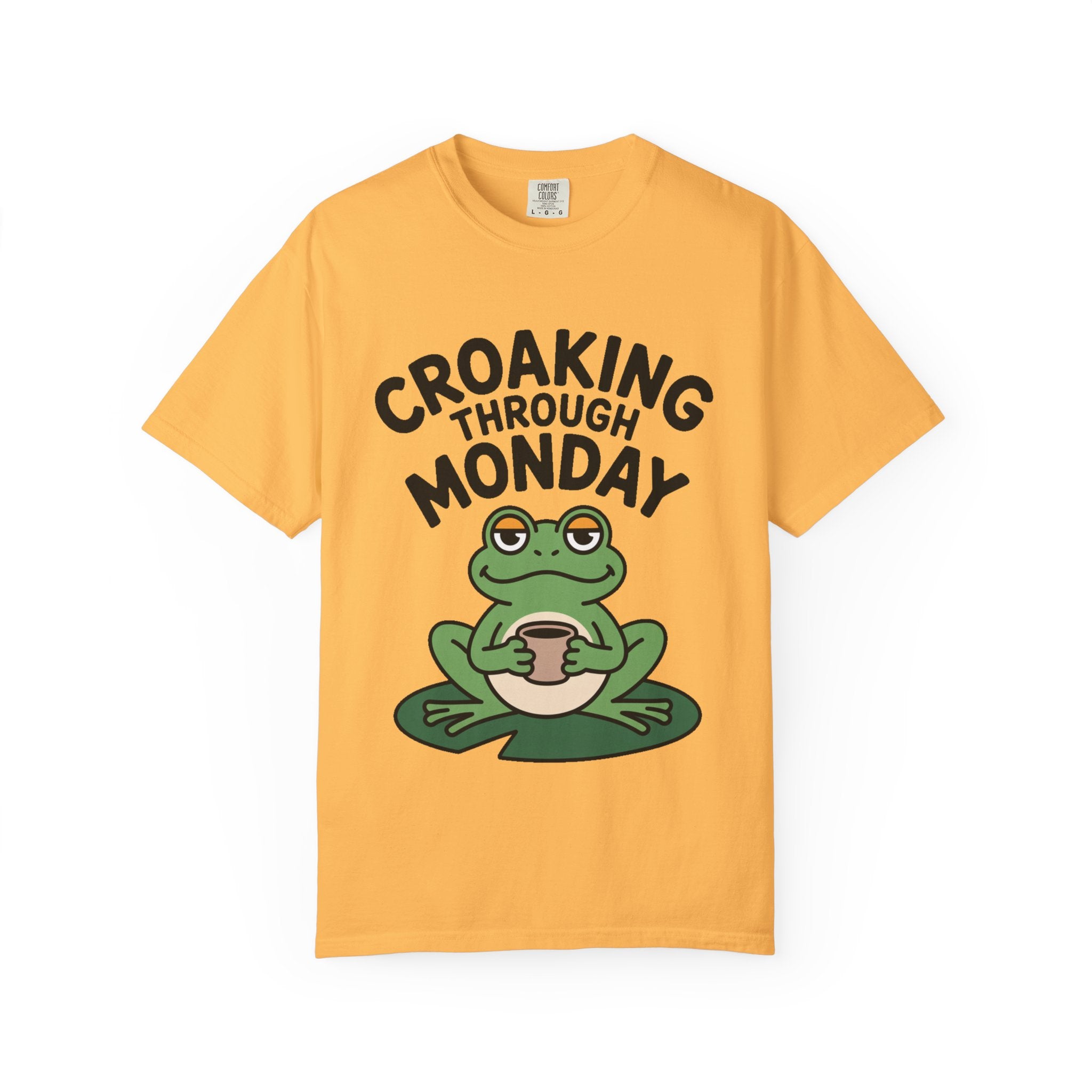 Croaking Through Monday Shirt, Funny Frog Coffee T-Shirt, Cute Frog Lover Gift, Monday Mood Tee, Sarcastic Frog Shirt