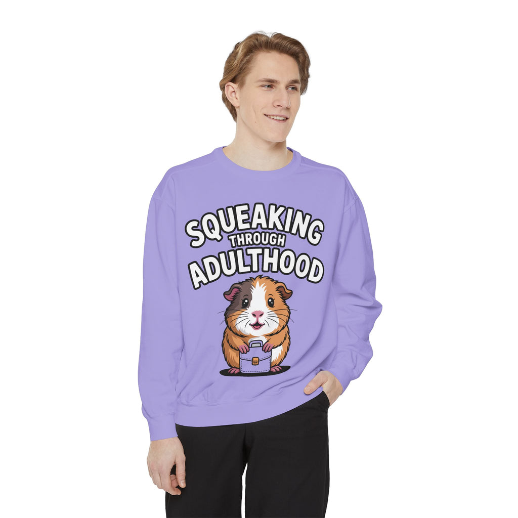Guinea Pig Squeaking Through Adulthood Sweatshirt, Funny Guinea Pig Crewneck, Cute Adulting Sweatshirt, Guinea Pig Lover Gift