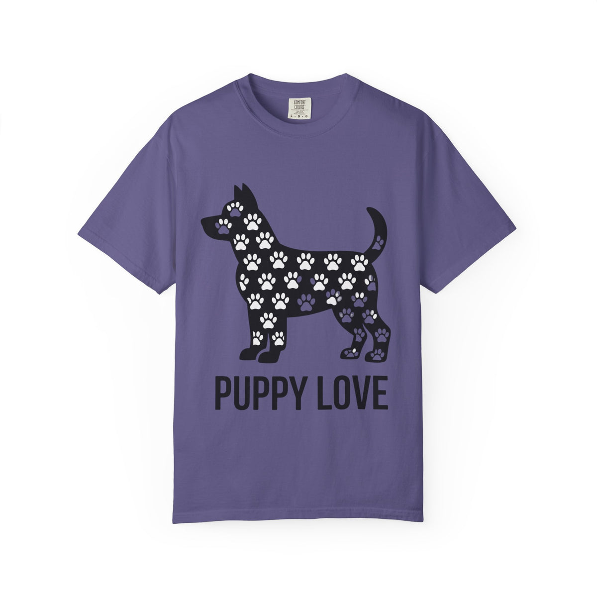 Puppy Love Dog Shirt, Cute Dog Silhouette T-Shirt, Paw Print Pattern Tee, Dog Lover Gift, Minimalist Dog Mom Shirt
