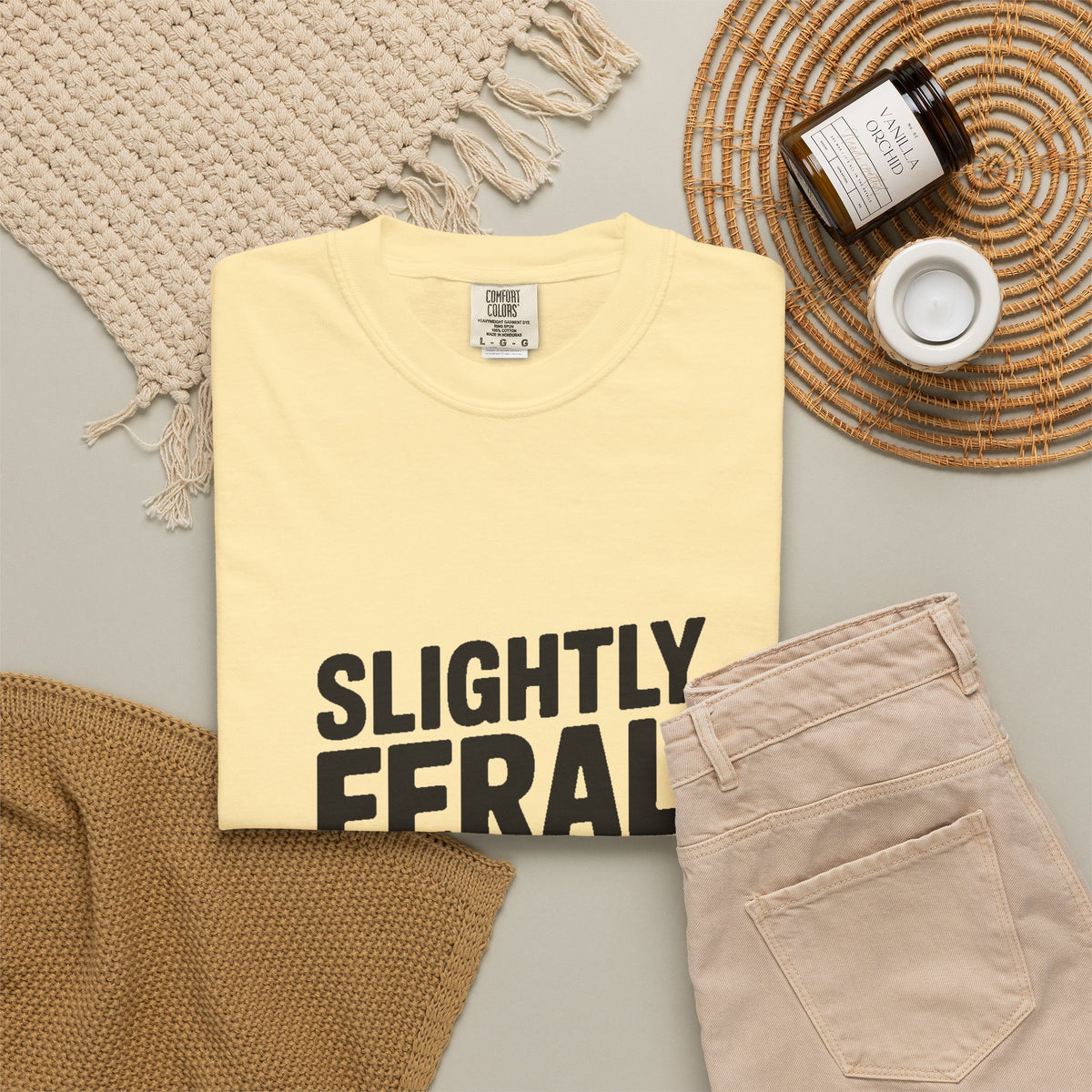 Slightly Feral Mostly Fine Shirt, Funny Sarcastic T-Shirt, Bold Minimalist Text Tee, Funny Gift for Friend