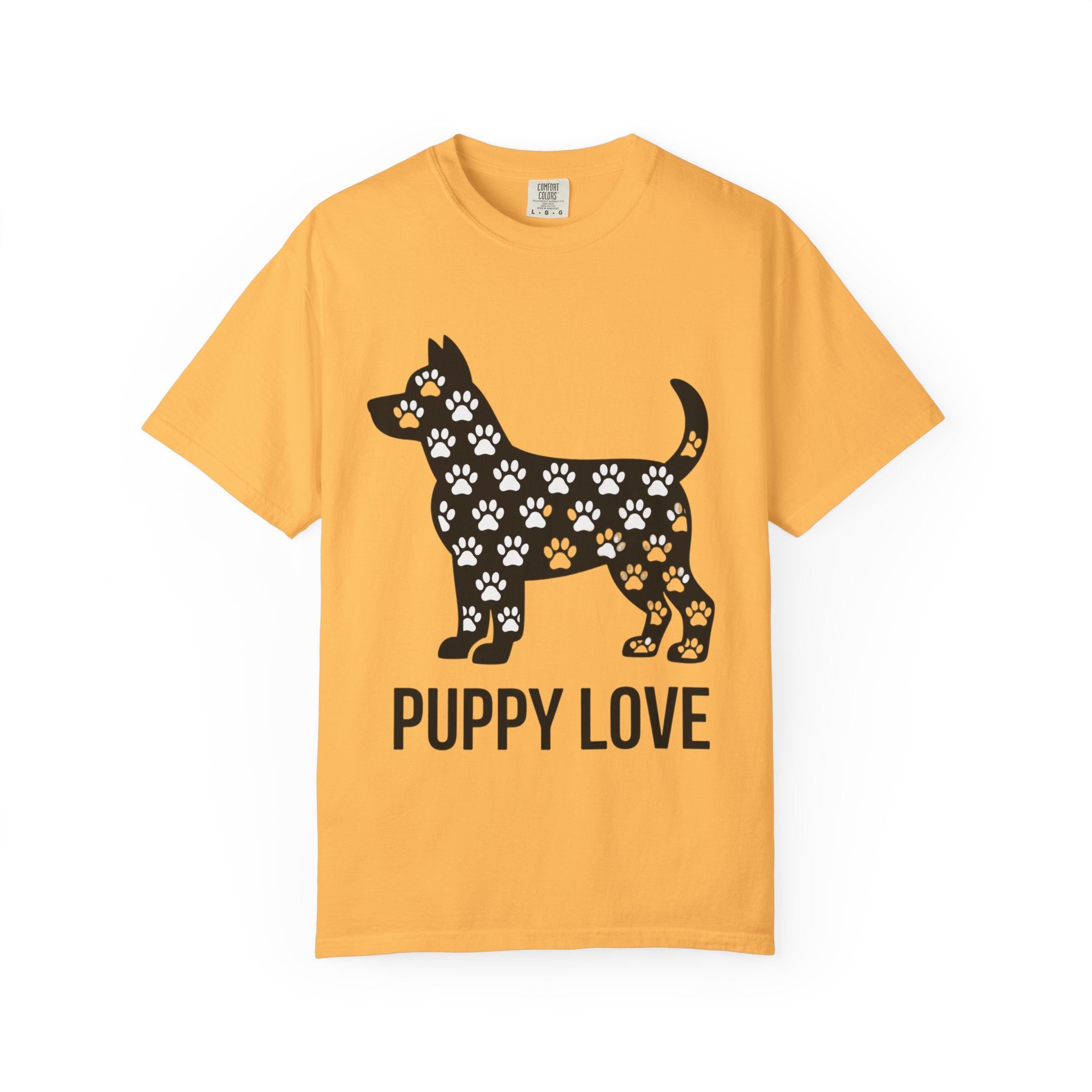 Puppy Love Dog Shirt, Cute Dog Silhouette T-Shirt, Paw Print Pattern Tee, Dog Lover Gift, Minimalist Dog Mom Shirt