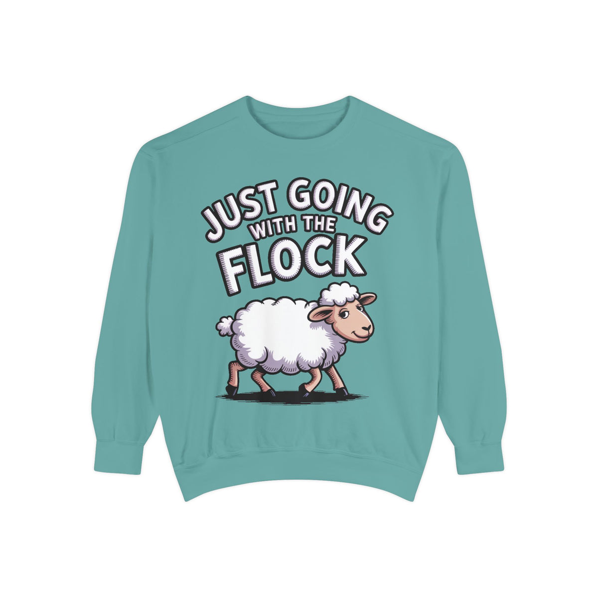 Funny Sheep Sweatshirt, Going With The Flock Crewneck, Cute Cartoon Sheep Embroidered Sweatshirt, Sarcastic Gift for Introvert