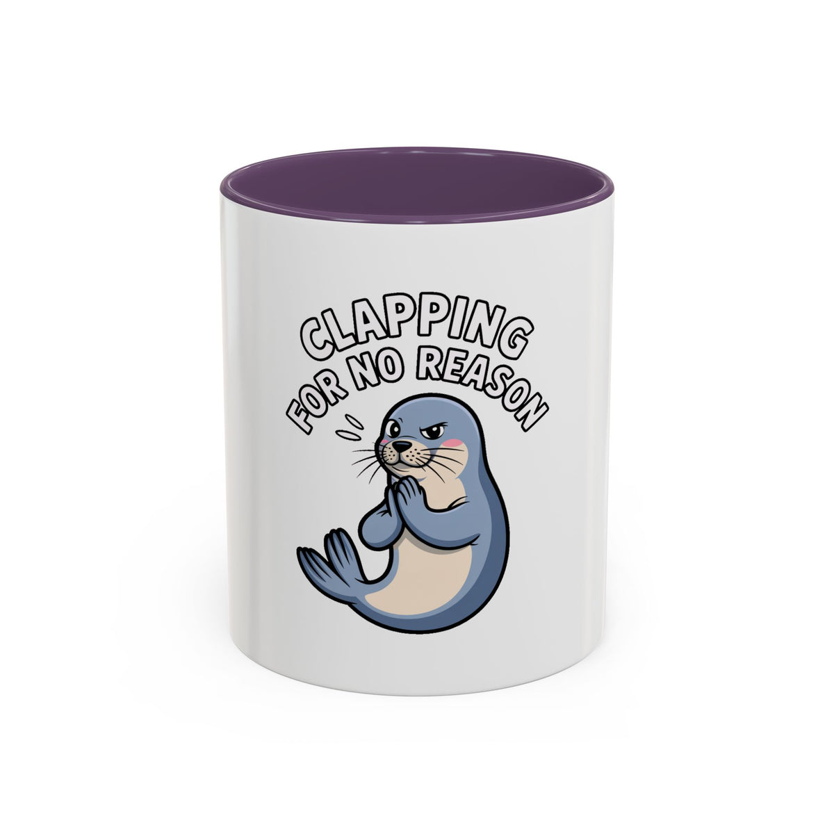 Clapping For No Reason Seal Mug, Funny Sarcastic Seal Coffee Cup, Cute Cartoon Animal Mug, Sassy Seal Gift for Coworker or Friend