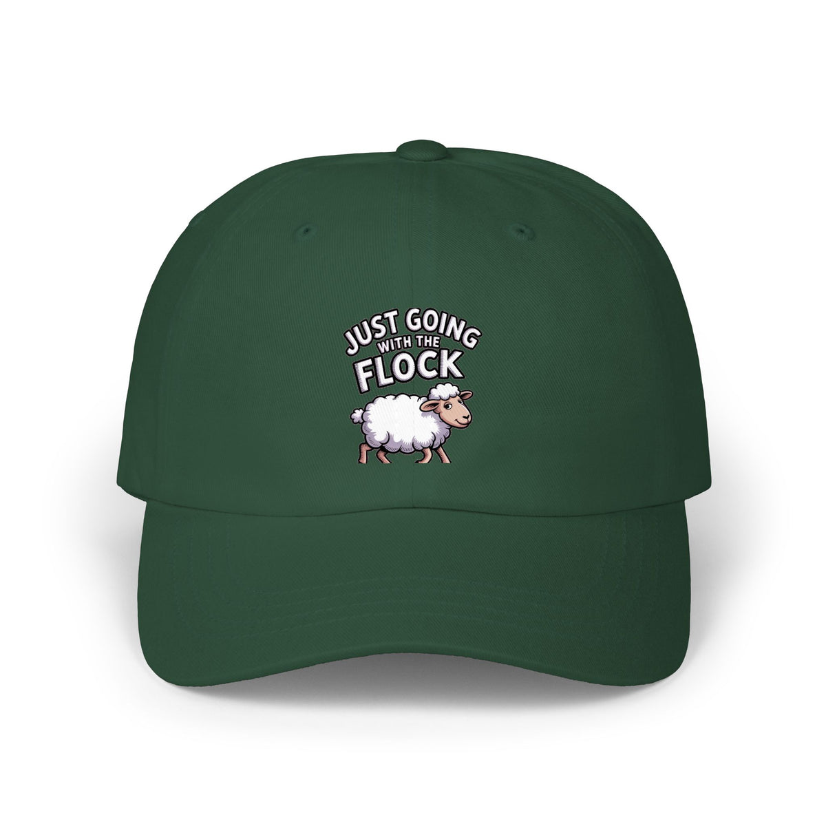 Funny Sheep Dad Hat, Just Going With The Flock Cap, Cute Cartoon Sheep Embroidered Hat, Funny Farm Animal Gift, Unstructured Baseball Cap