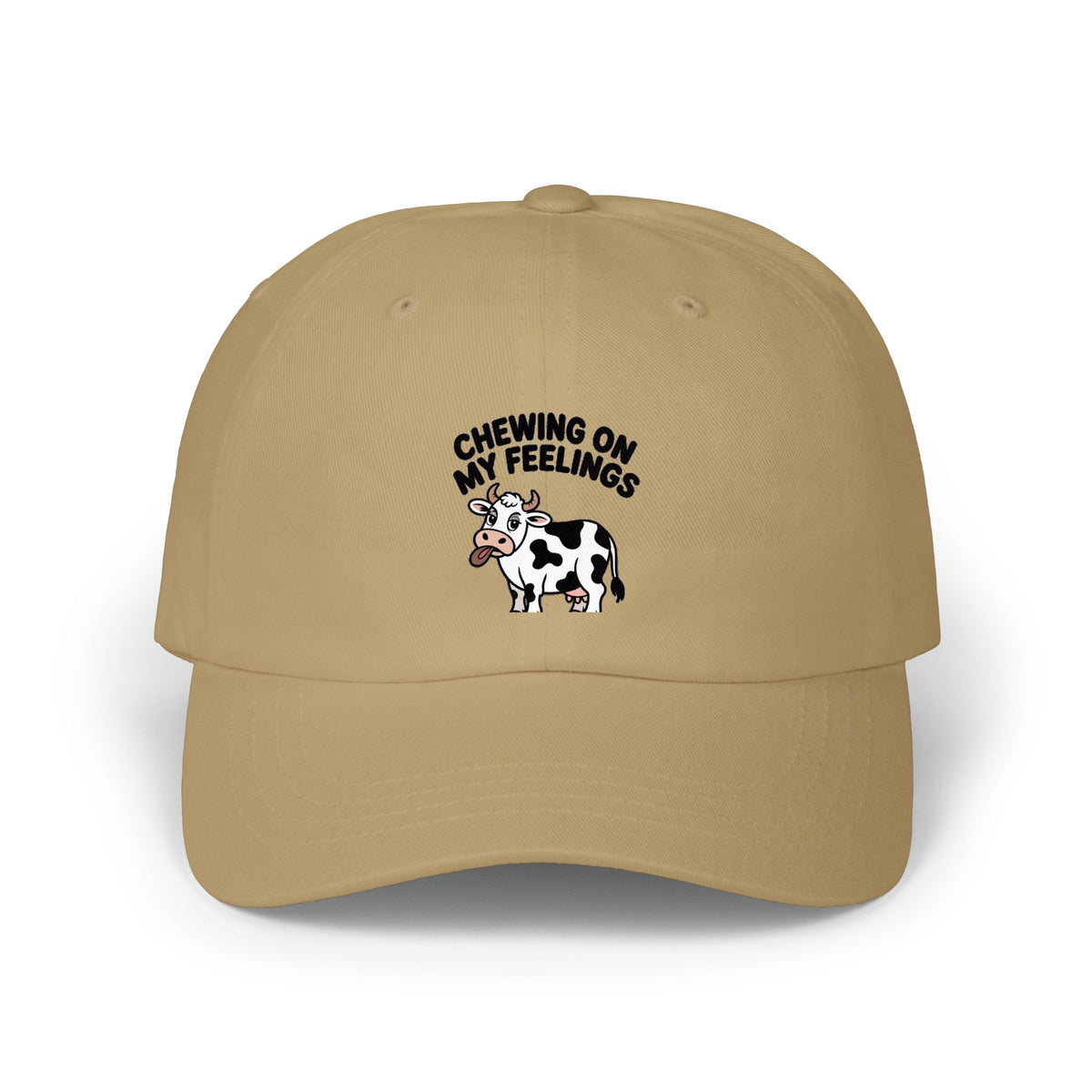 Chewing On My Feelings Dad Hat, Funny Cow Embroidered Cap, Cute Cow Lover Gift, Sarcastic Mental Health Hat, Unstructured Dad Cap