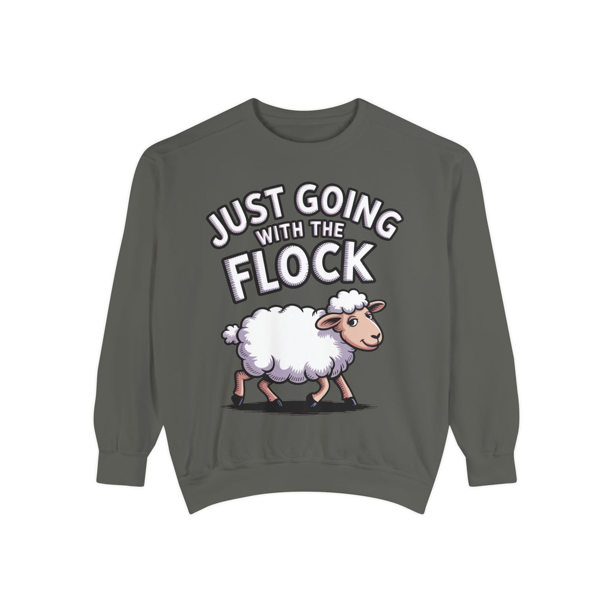 Funny Sheep Sweatshirt, Going With The Flock Crewneck, Cute Cartoon Sheep Embroidered Sweatshirt, Sarcastic Gift for Introvert