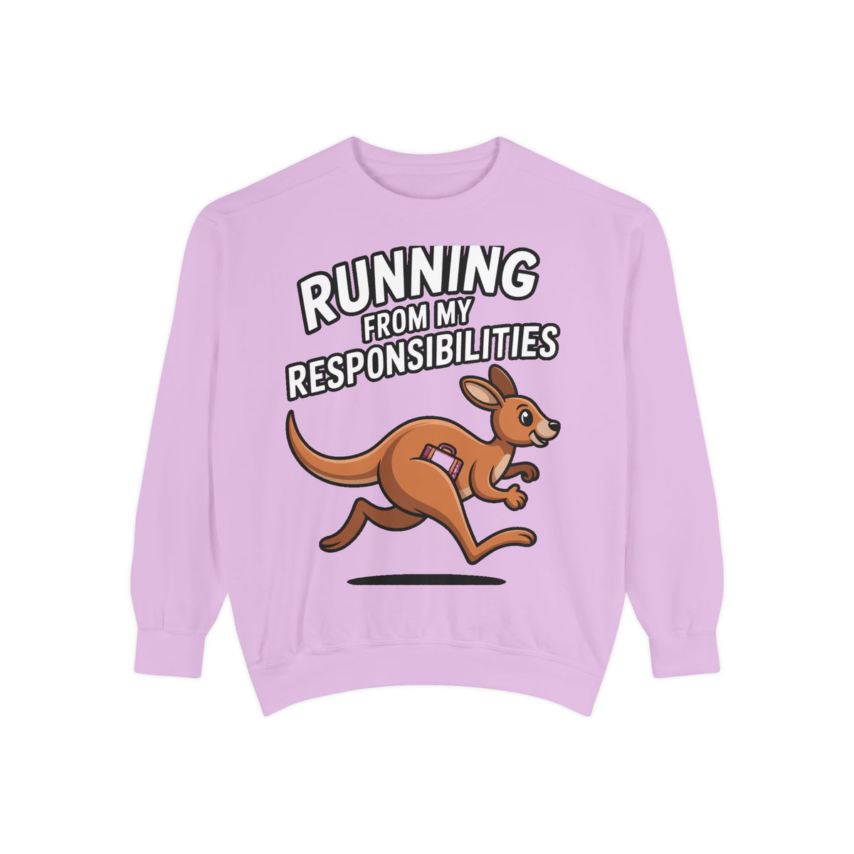 Running From My Responsibilities Sweatshirt, Funny Kangaroo Crewneck, Adulting Humor Gift, Cute Cartoon Animal Sweatshirt