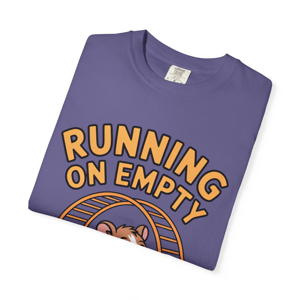 Running On Empty Hamster Shirt, Funny Tired Hamster T-Shirt, Exhausted Wheel Runner Tee, Funny Gift for Tired Friend