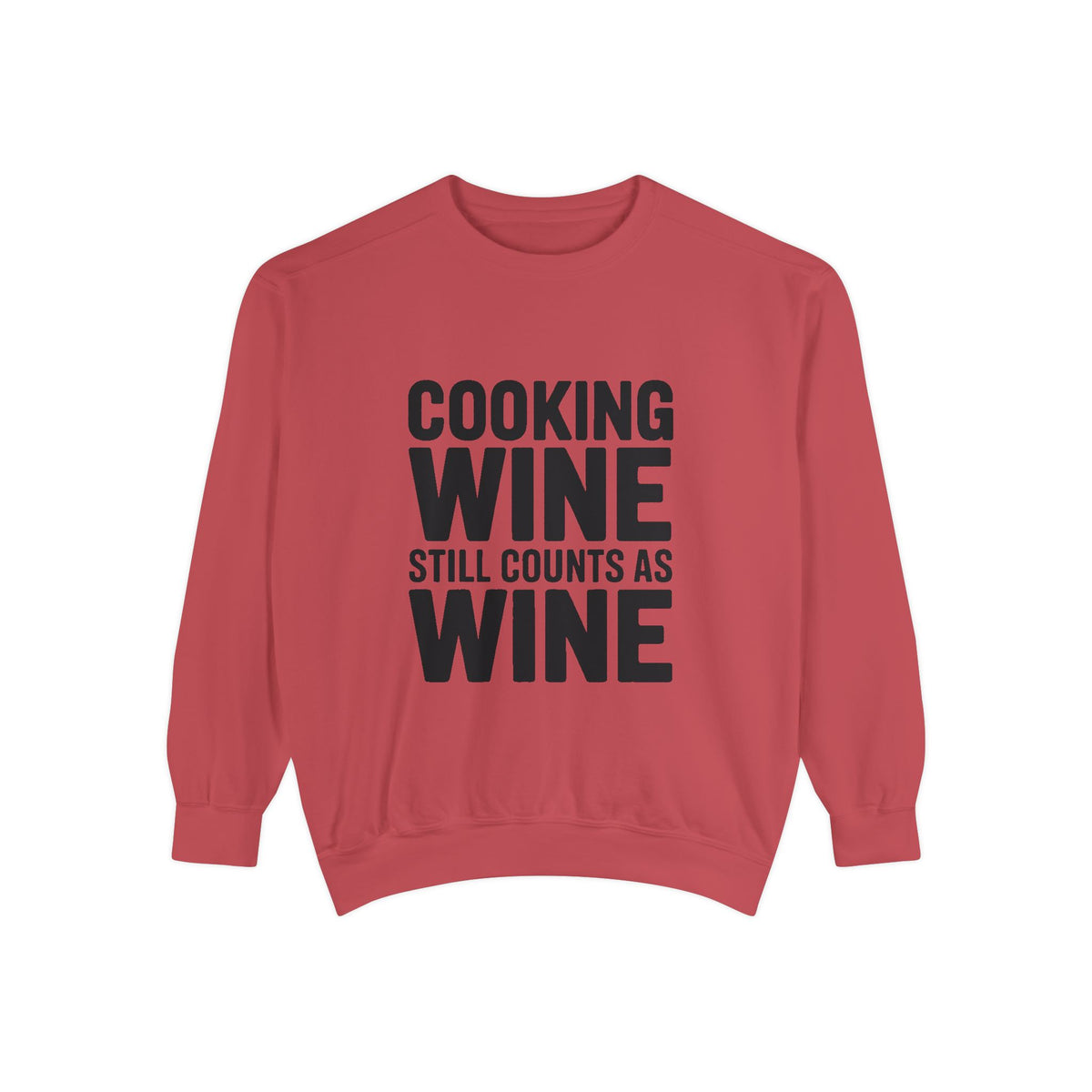 Cooking Wine Still Counts Sweatshirt, Funny Wine Lover Crewneck, Embroidered Kitchen Humor Sweatshirt, Gift for Wine Drinkers
