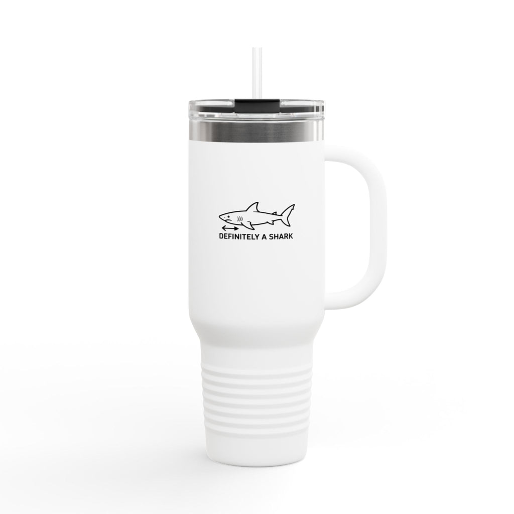 Definitely A Shark Diagram Travel Mug, Funny Deadpan Meme Tumbler, Sarcastic Shark Lover Gift, 40oz Insulated Tumbler With Handle