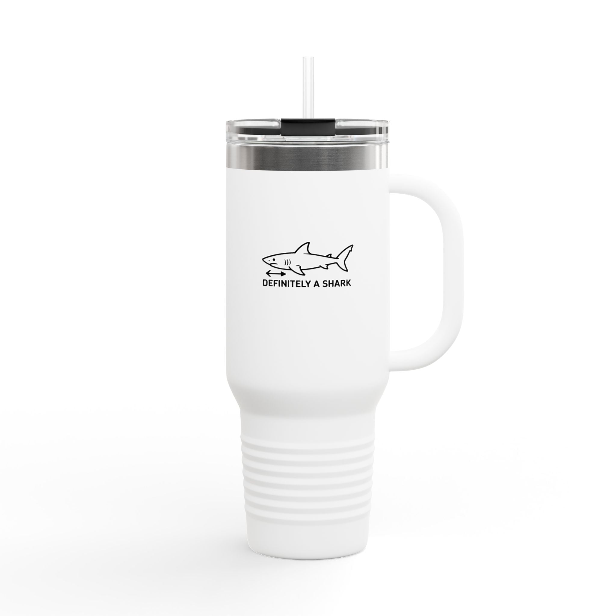 Definitely A Shark Diagram Travel Mug, Funny Deadpan Meme Tumbler, Sarcastic Shark Lover Gift, 40oz Insulated Tumbler With Handle
