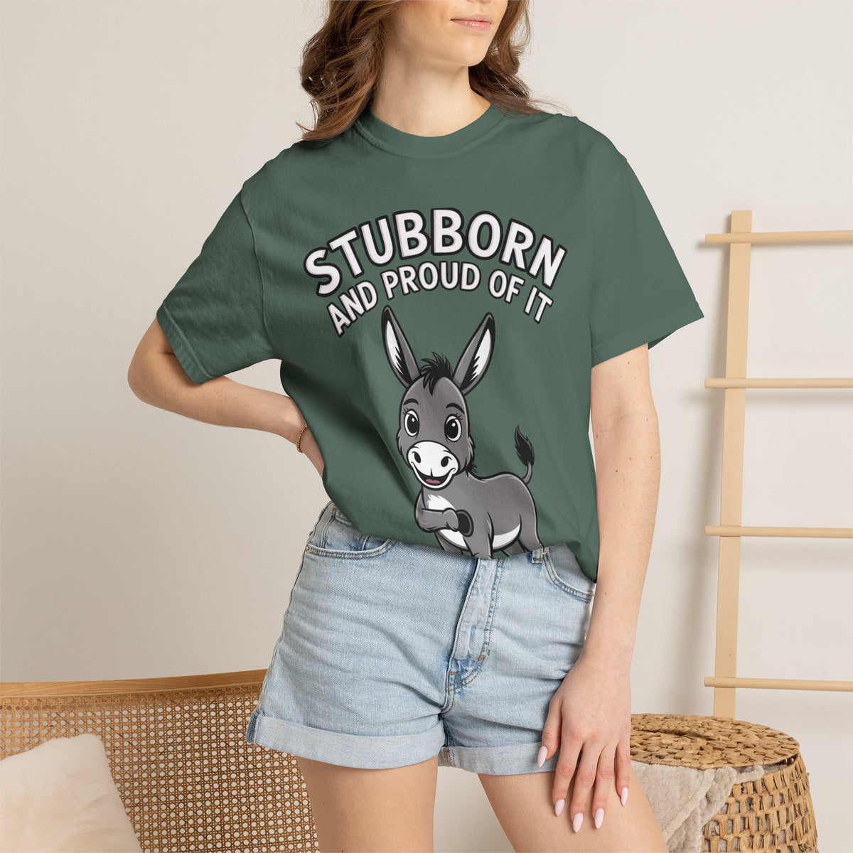 Stubborn Donkey T-Shirt, Funny 'Stubborn And Proud Of It' Tee, Cute Cartoon Donkey Shirt, Farm Animal Lover Gift