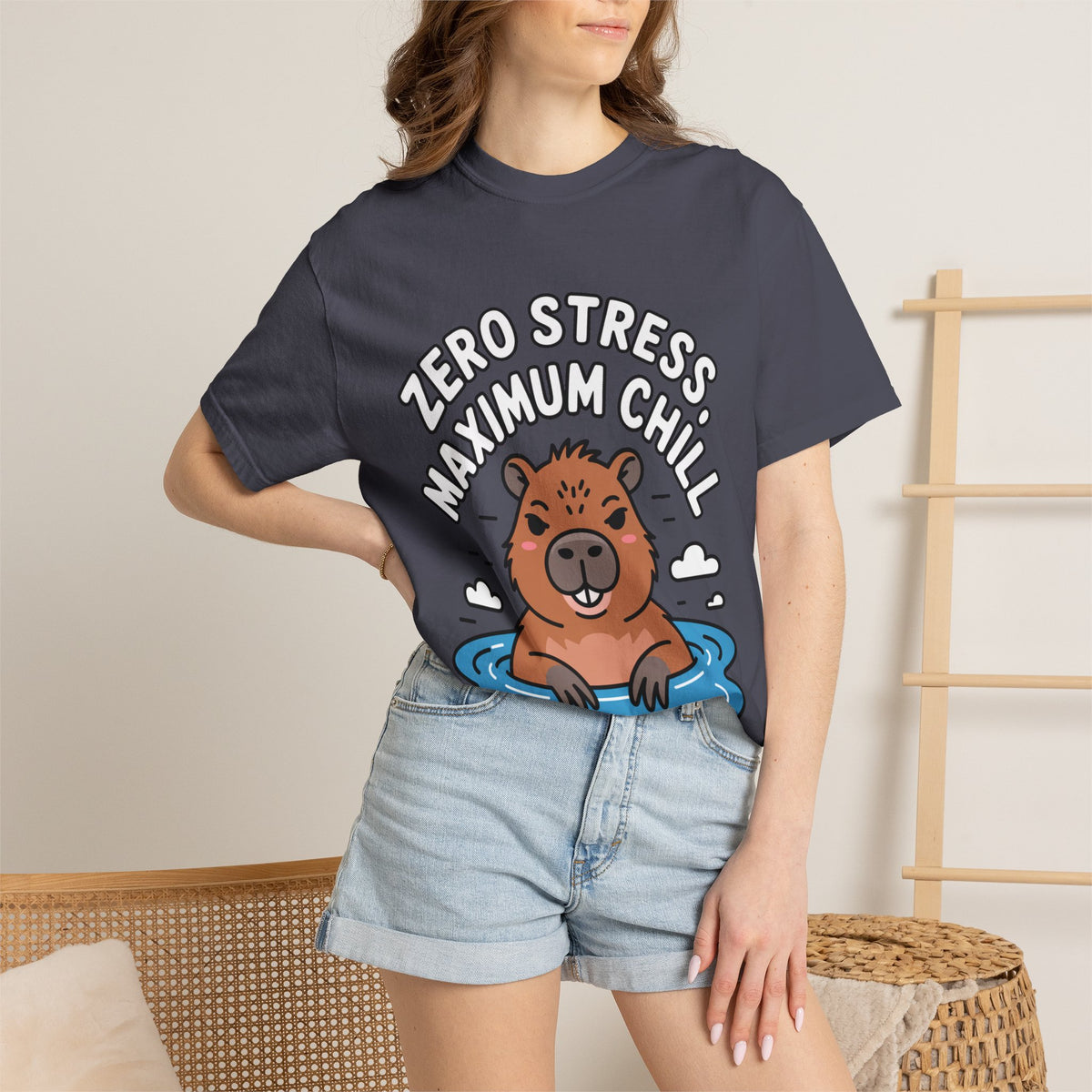 Zero Stress Capybara Shirt, Funny Hot Spring Capybara T-Shirt, Maximum Chill Tee, Cute Animal Lover Gift
