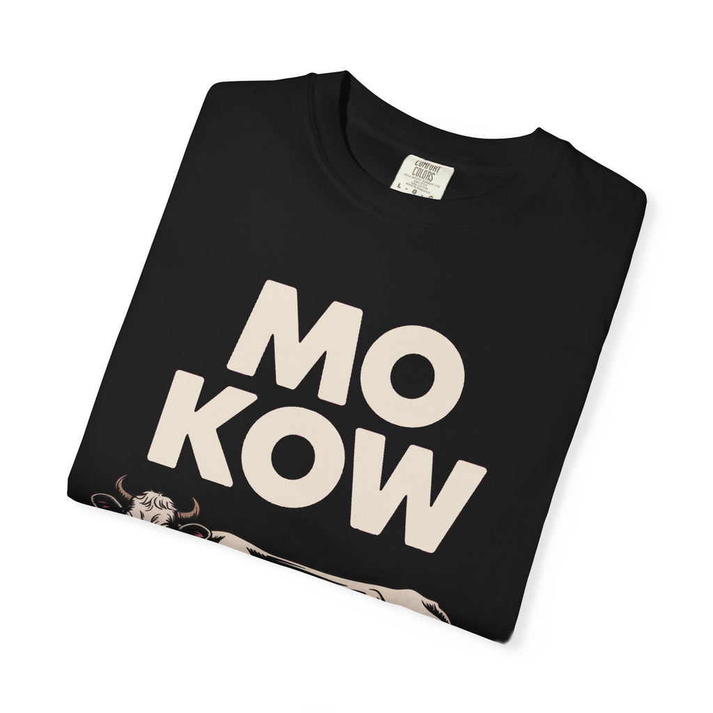 Mo Kow Funny Cow Shirt, Absurd Meme T-Shirt, Deadpan Farm Animal Tee, Weird Cow Lover Gift, Funny Misspelled Label Shirt