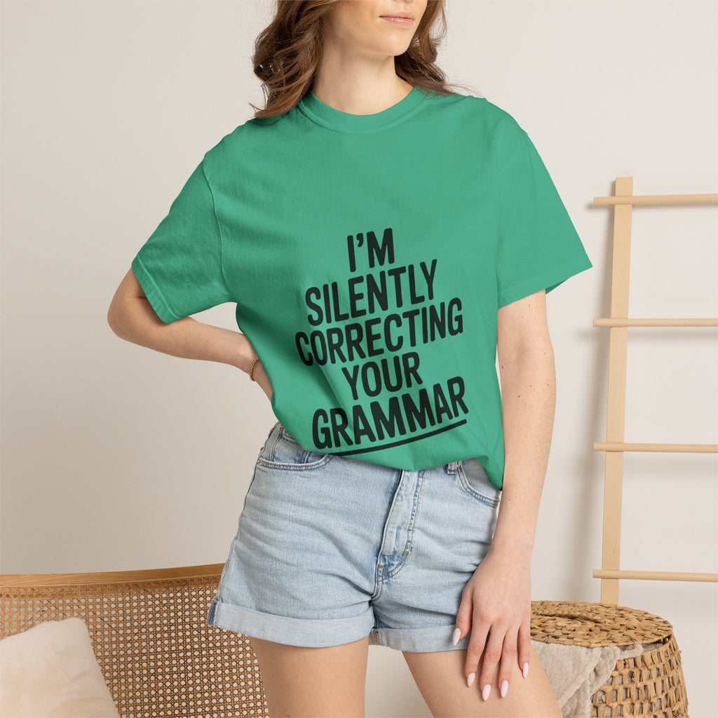 Silently Correcting Your Grammar Shirt, Funny Grammar Nerd T-Shirt, Sarcastic Teacher Gift, Bold Typography Tee for Editors