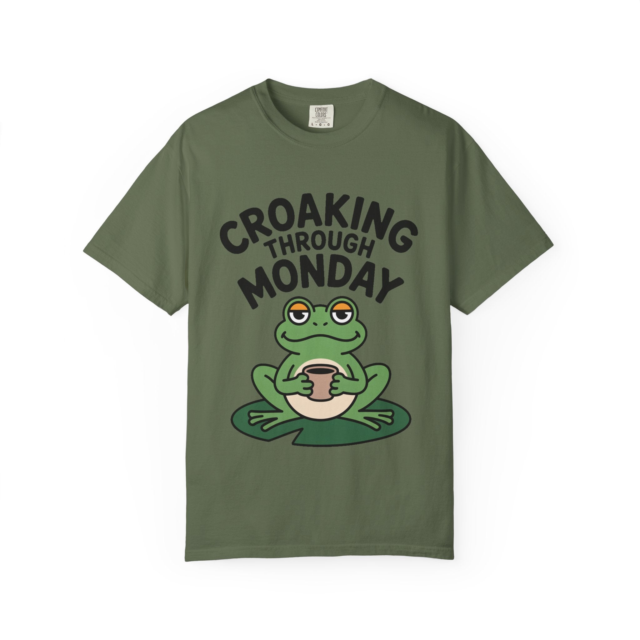 Croaking Through Monday Shirt, Funny Frog Coffee T-Shirt, Cute Frog Lover Gift, Monday Mood Tee, Sarcastic Frog Shirt