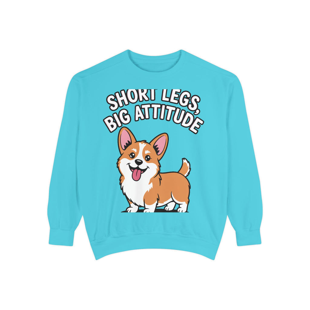 Short Legs Big Attitude Corgi Sweatshirt, Funny Corgi Crewneck, Cute Dog Lover Gift, Embroidered Patch Style Corgi Sweater