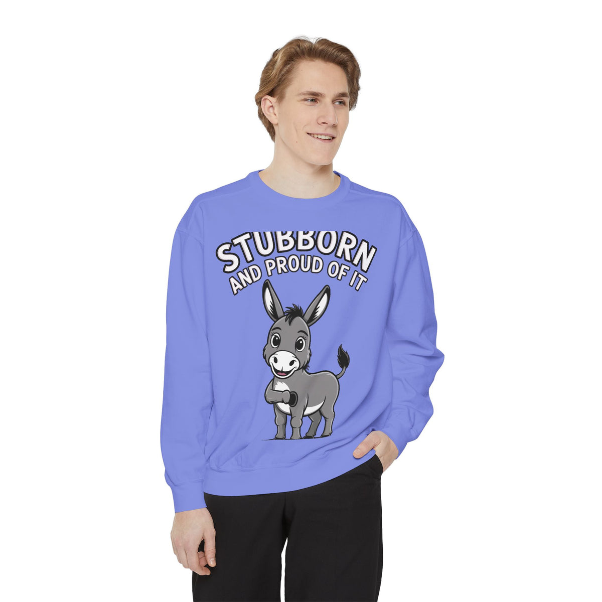Stubborn Donkey Sweatshirt, Funny Donkey Crewneck, Stubborn And Proud Of It Shirt, Cute Farm Animal Gift, Embroidered Style Sweater