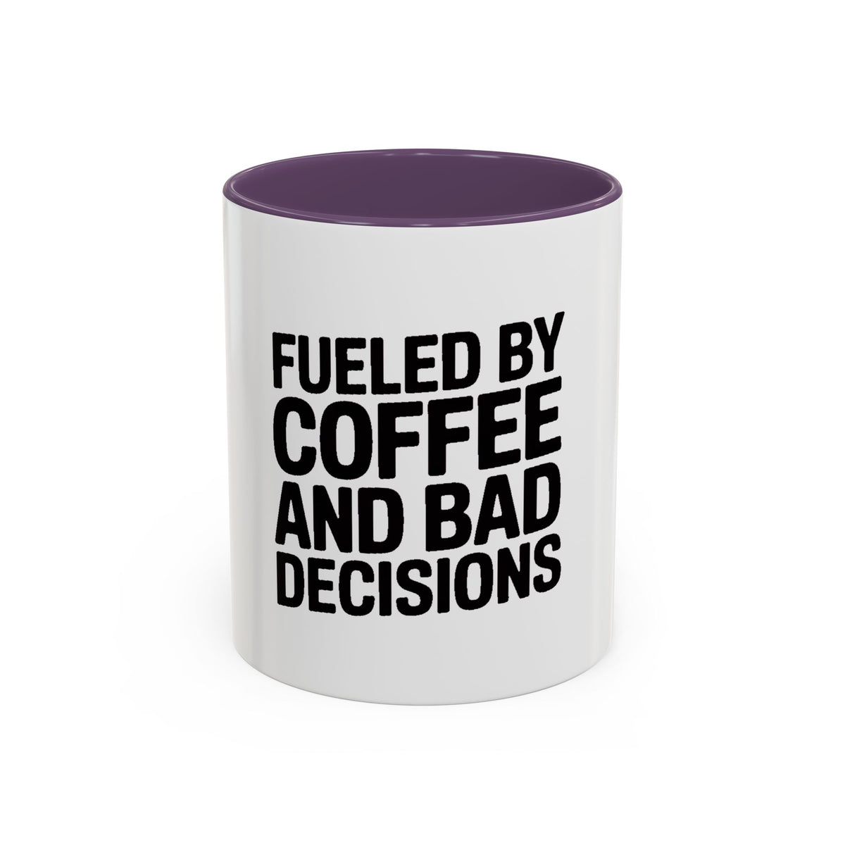 Fueled By Coffee And Bad Decisions Mug, Funny Sarcastic Coffee Cup, Bold Typography Mug, Coworker Gift, Sarcastic Coffee Lover Gift