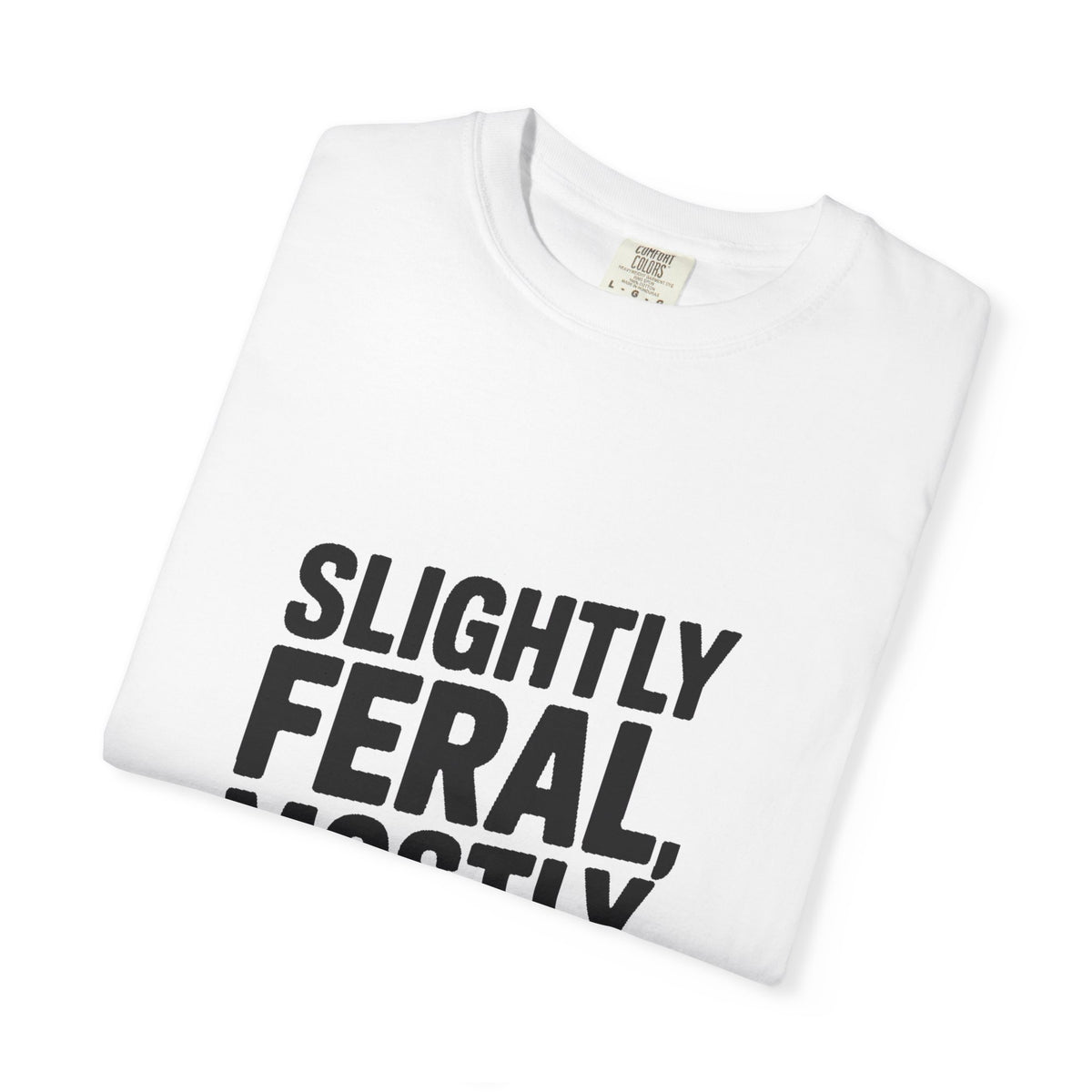 Slightly Feral Mostly Fine Shirt, Funny Sarcastic T-Shirt, Bold Minimalist Text Tee, Funny Gift for Friend