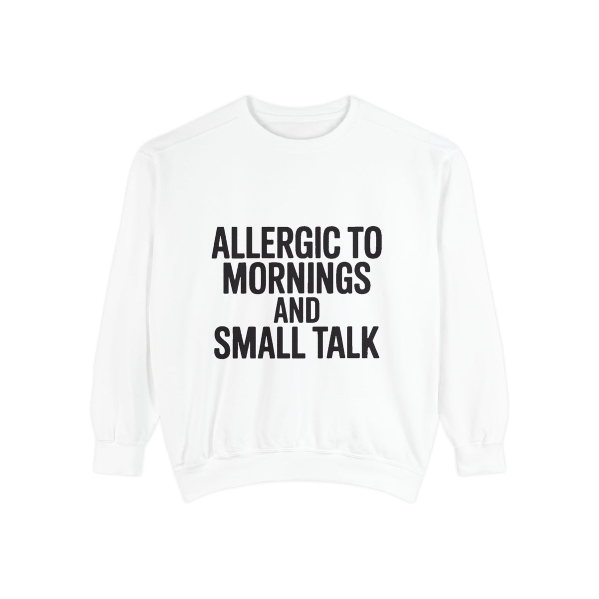 Allergic To Mornings And Small Talk Sweatshirt, Funny Embroidered Crewneck, Sarcastic Quote Sweatshirt, Introvert Gift