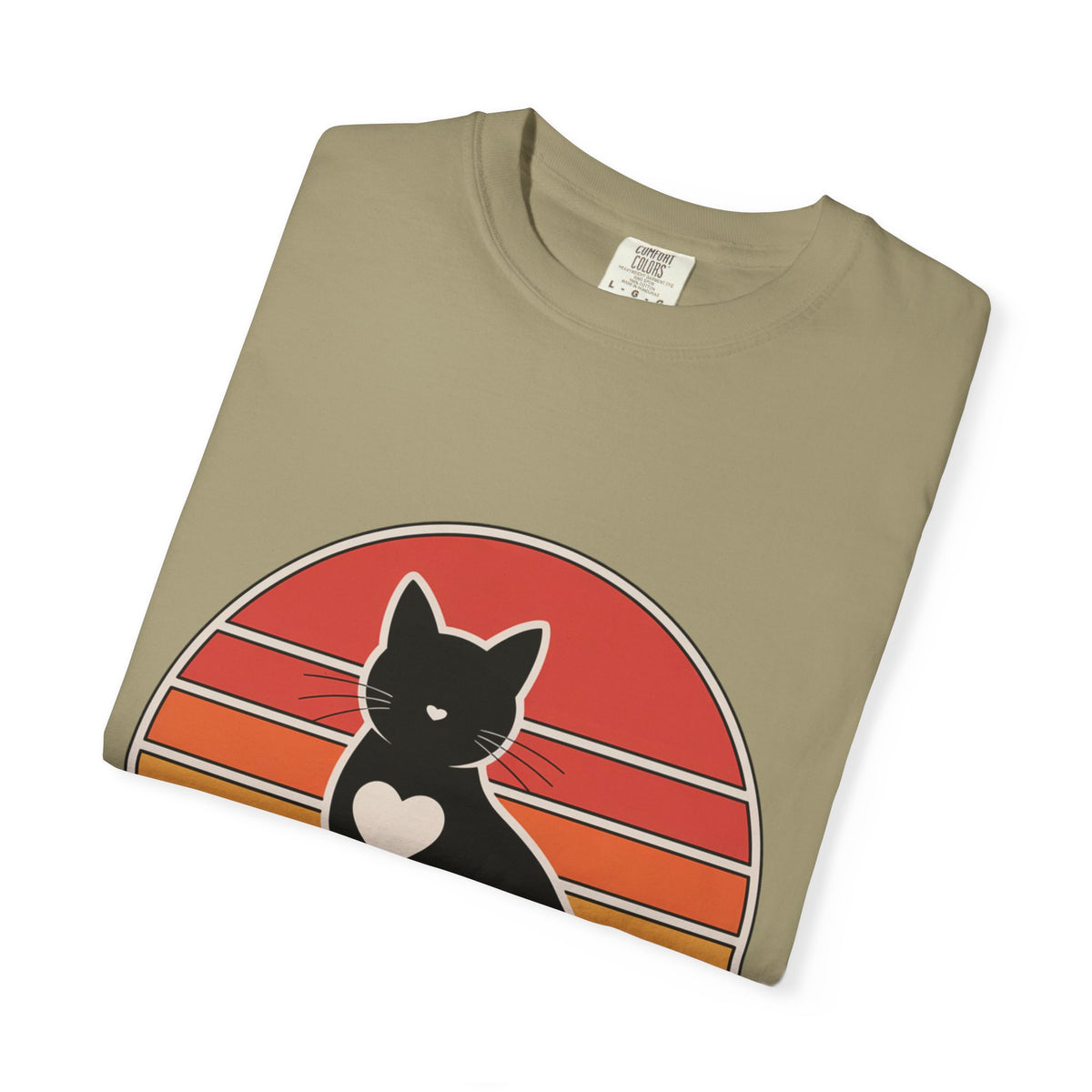Cat Mom Sunset Badge Shirt, Retro Vintage Cat Lover T-Shirt, Minimalist Circular Badge Tee, Cute Cat Mom Gift