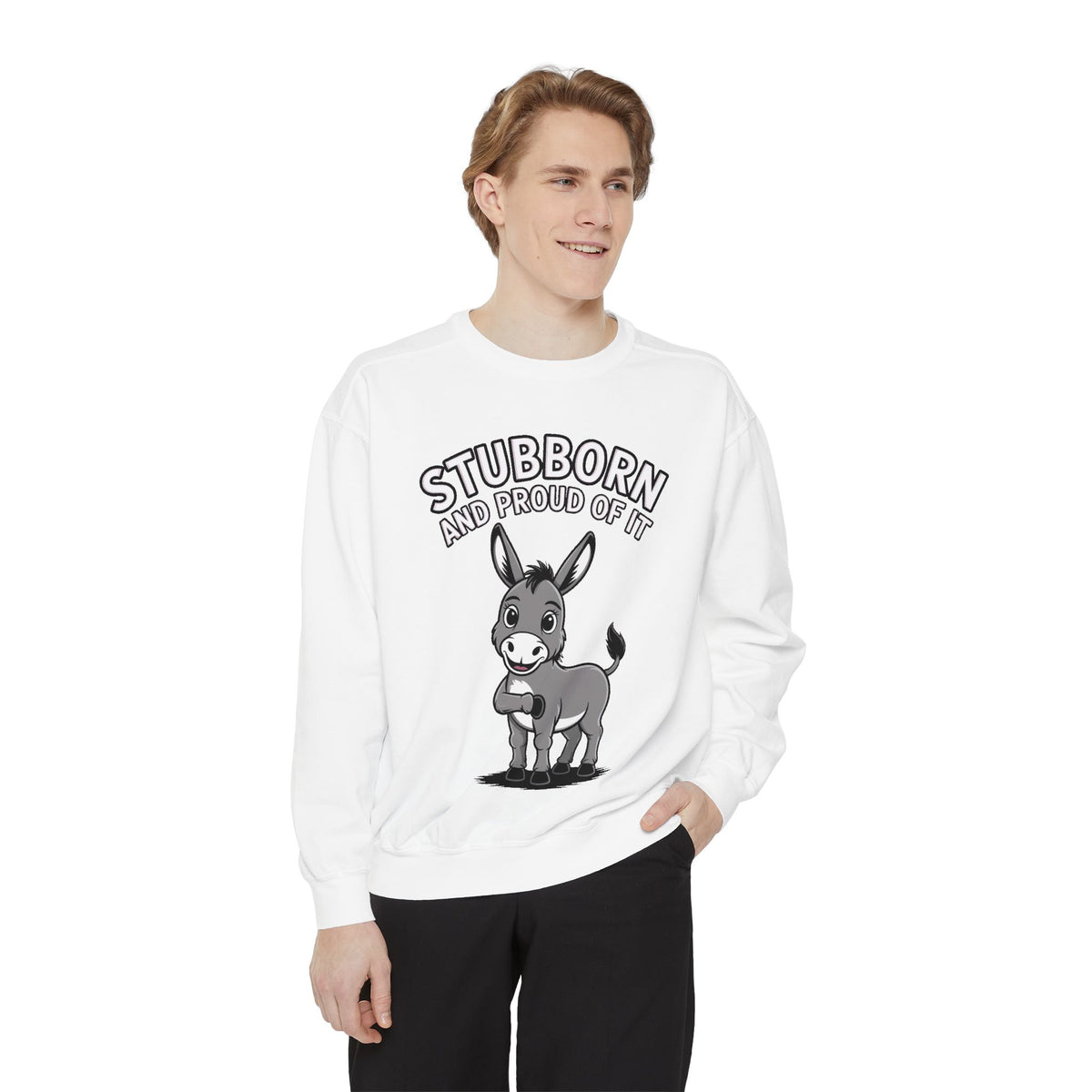 Stubborn Donkey Sweatshirt, Funny Donkey Crewneck, Stubborn And Proud Of It Shirt, Cute Farm Animal Gift, Embroidered Style Sweater