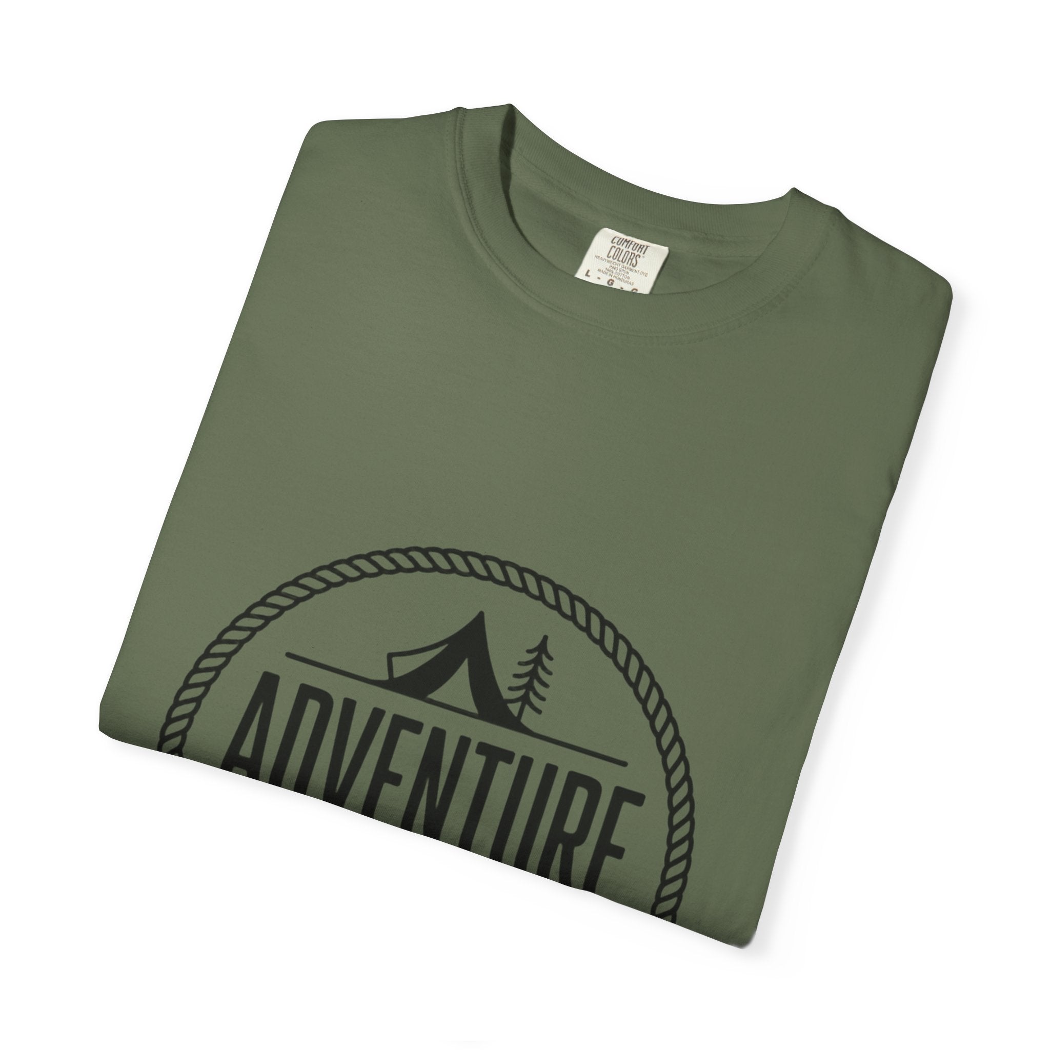 Adventure Awaits Camp Badge Shirt, Vintage Camping T-Shirt, Outdoor Lover Gift, Retro Hiking Tee, Pine Tree Nature Shirt