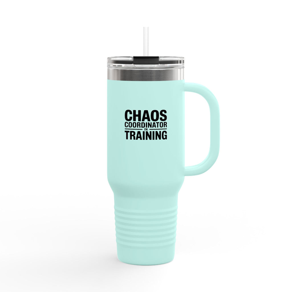 Chaos Coordinator In Training Travel Mug, Funny 40oz Tumbler, Bold Typography Quote Cup, Mom Life Gift, Teacher Coach Gift Tumbler