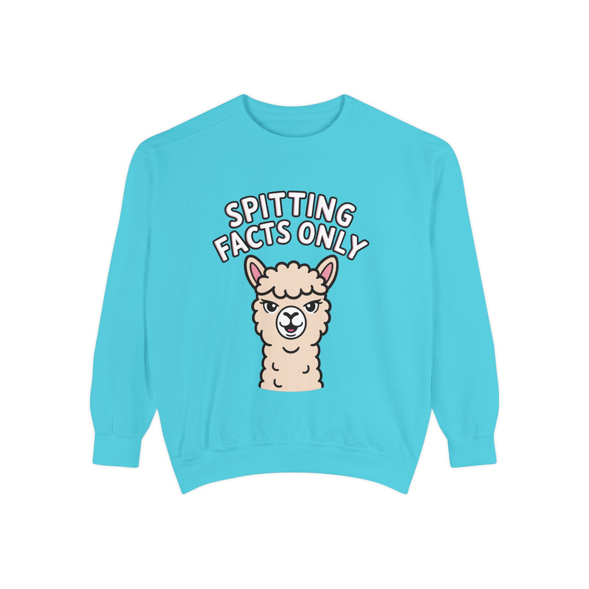 Alpaca Spitting Facts Sweatshirt, Funny Sassy Alpaca Crewneck, Cute Embroidered-Style Animal Sweatshirt, Alpaca Lover Gift