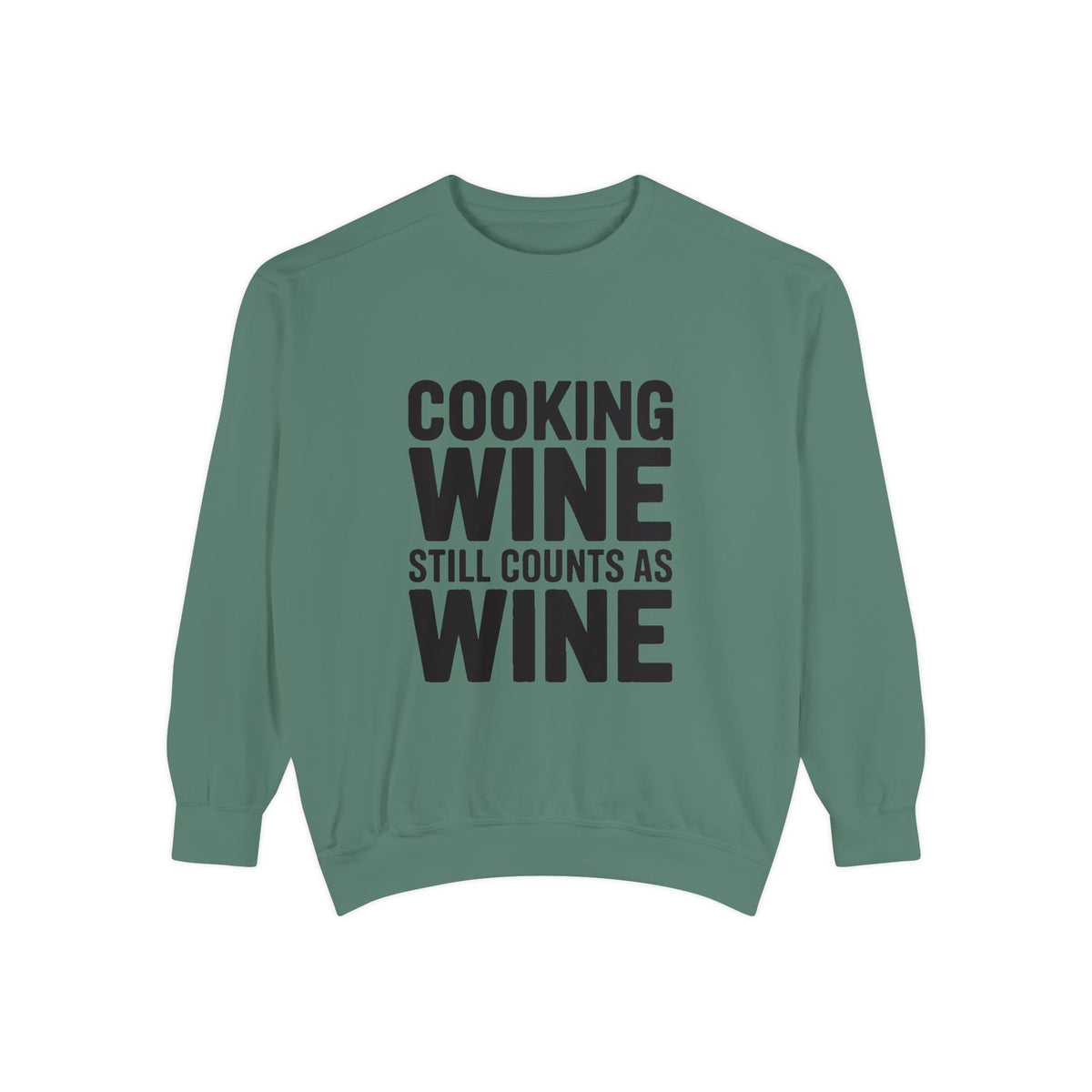 Cooking Wine Still Counts Sweatshirt, Funny Wine Lover Crewneck, Embroidered Kitchen Humor Sweatshirt, Gift for Wine Drinkers