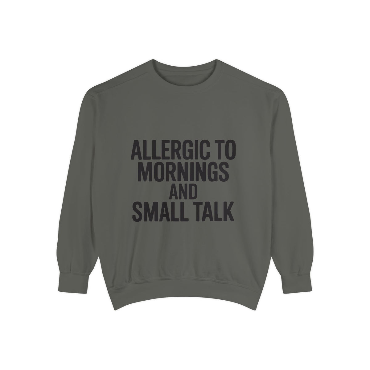 Allergic To Mornings And Small Talk Sweatshirt, Funny Embroidered Crewneck, Sarcastic Quote Sweatshirt, Introvert Gift
