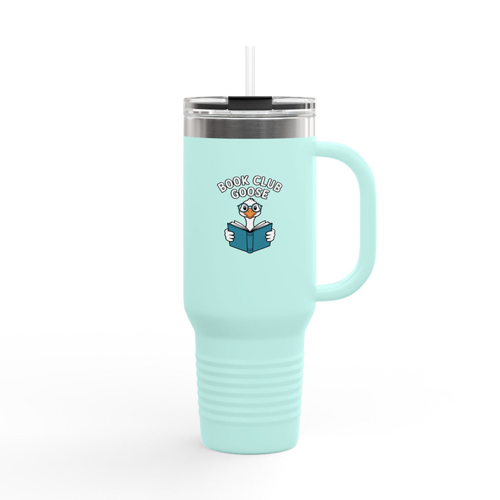 Book Club Goose Travel Mug, Funny Reading Goose 40oz Tumbler, Bookworm Gift, Cute Bird Lover Insulated Cup with Handle and Straw
