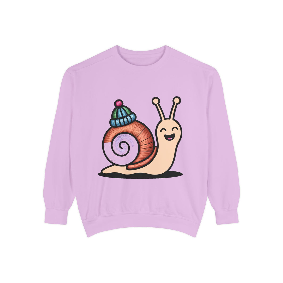 Cute Snail Sweatshirt, Embroidered Patch Style Snail With Tiny Hat Crewneck, Cottagecore Nature Lover Gift, Garment-Dyed Pullover
