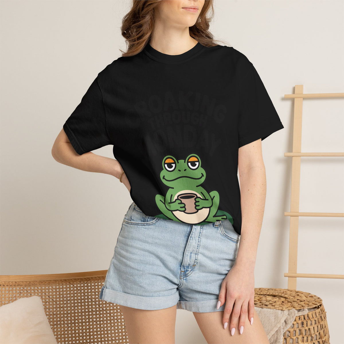 Croaking Through Monday Shirt, Funny Frog Coffee T-Shirt, Cute Frog Lover Gift, Monday Mood Tee, Sarcastic Frog Shirt