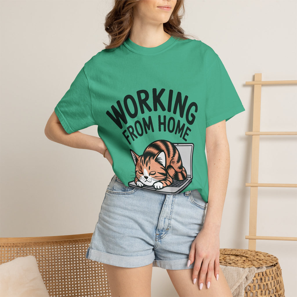 Working From Home Cat Shirt, Funny Cat Lover T-Shirt, Cute Cat Keyboard Tee, Remote Work Gift, WFH Cat Lover Graphic Shirt