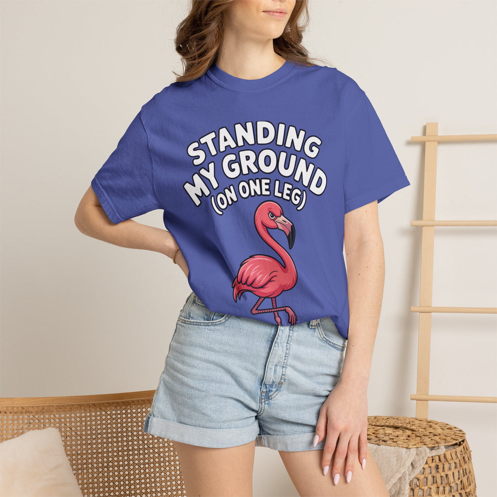 Standing My Ground Flamingo Shirt, Funny One Leg Flamingo T-Shirt, Sassy Bird Lover Gift, Cute Cartoon Flamingo Tee