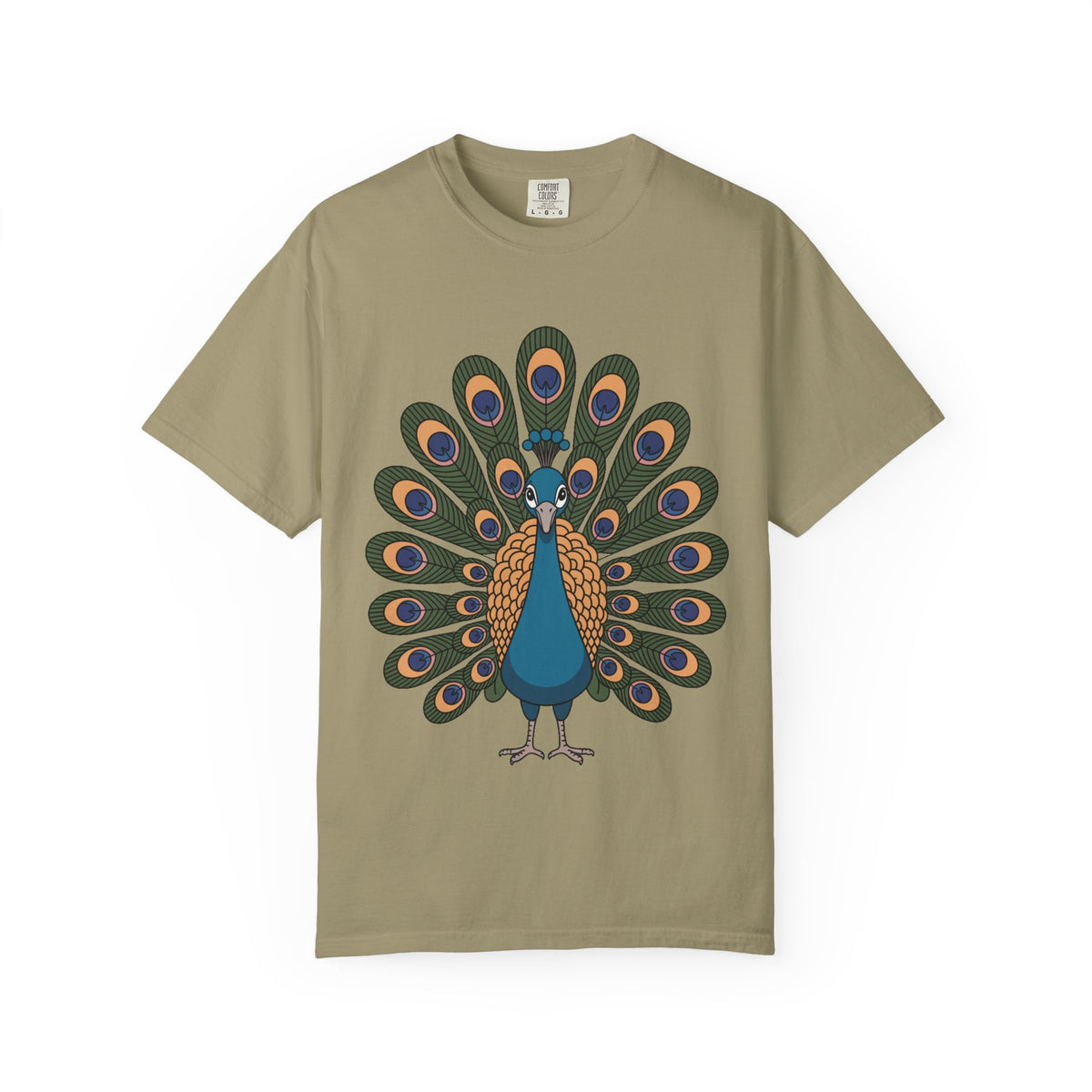 Cute Peacock T-Shirt, Fanned Feathers Bird Lover Gift Tee, Cartoon Peacock Graphic Shirt for Nature Lovers