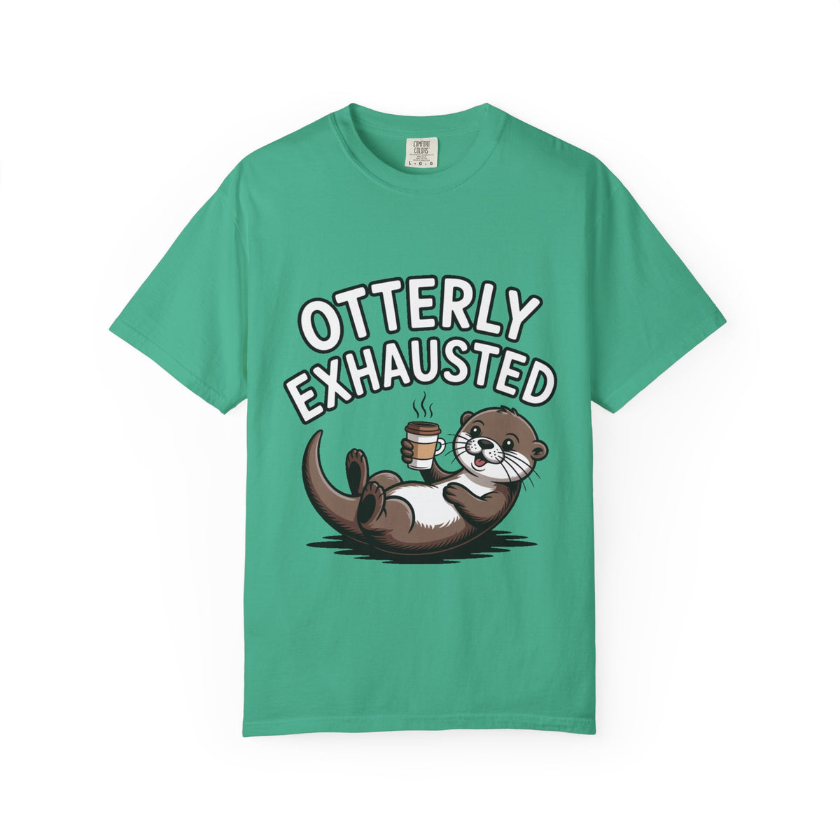 Otterly Exhausted Shirt, Funny Otter Coffee T-Shirt, Cute Otter Lover Gift, Sarcastic Coffee Lover Tee